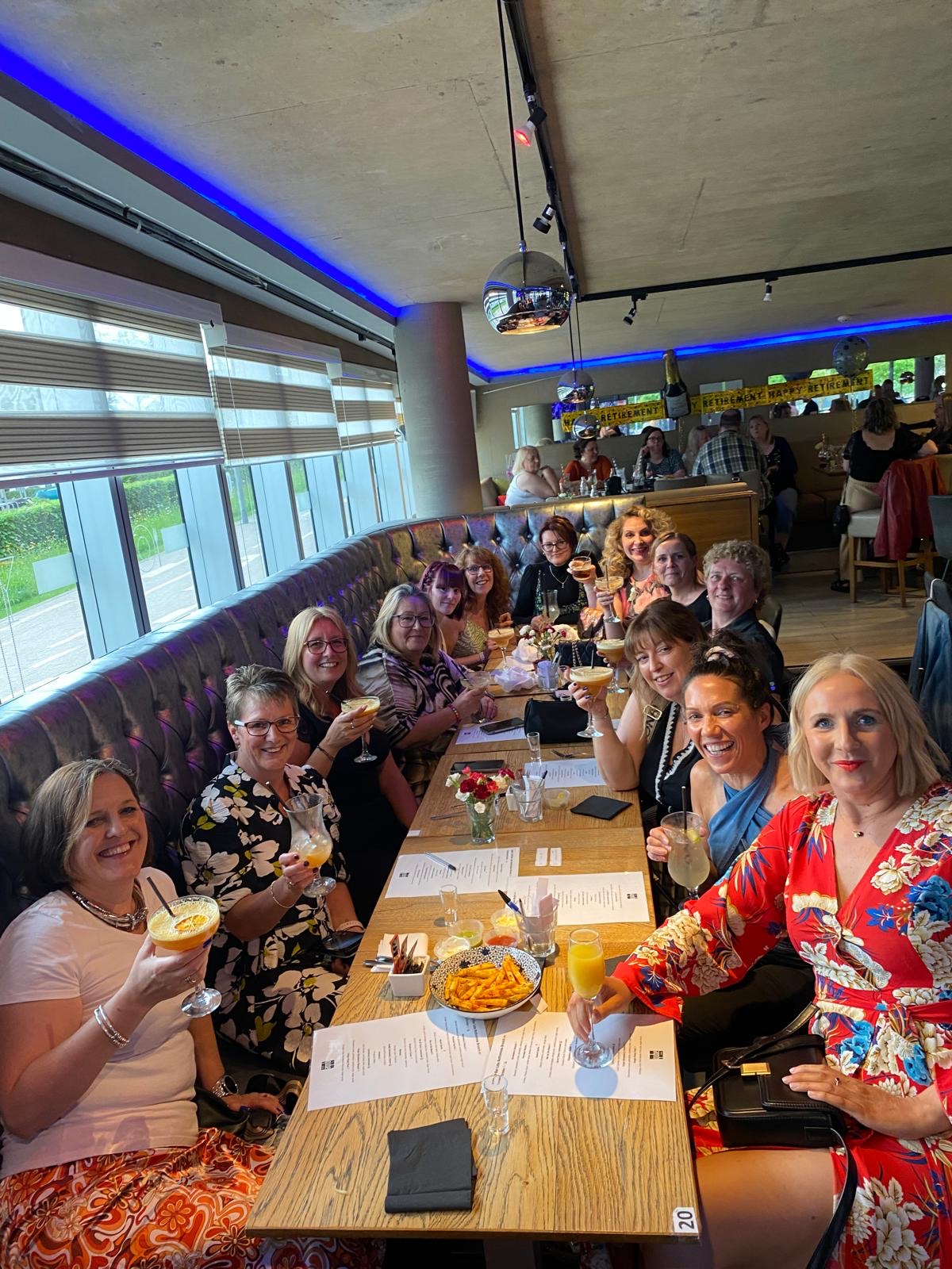 A birthday party at a long table